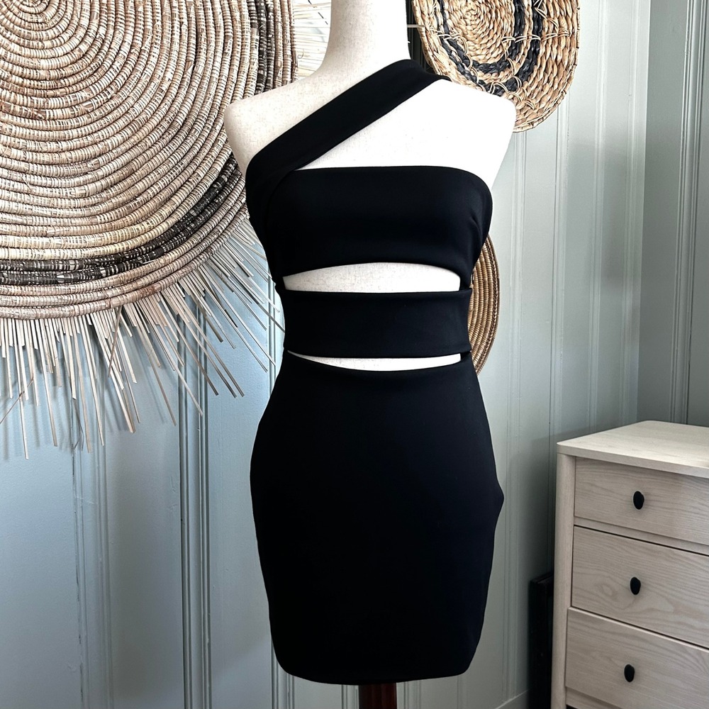 ATOIR Black One Shoulder Cut Out Mini Dress S 8 AUS 4 US